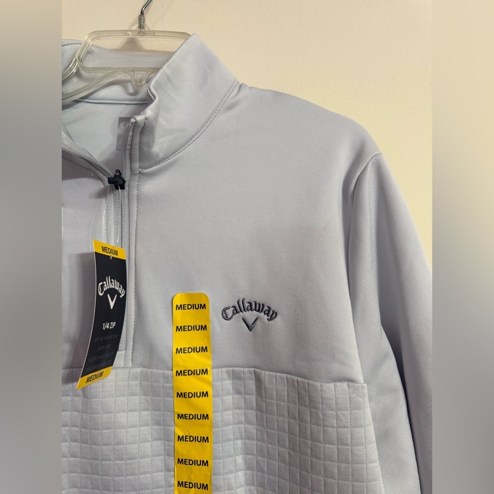 Callaway Gray Men's Quarter Zip UV 50 Sun Protection Pullover Medium M - Picture 2 of 4